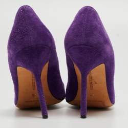 Manolo Blahnik Purple Suede BB Pointed Toe Pumps Size 36