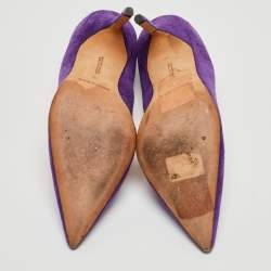 Manolo Blahnik Purple Suede BB Pointed Toe Pumps Size 36