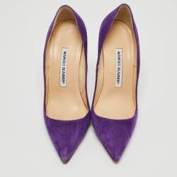 Manolo Blahnik Purple Suede BB Pointed Toe Pumps Size 36