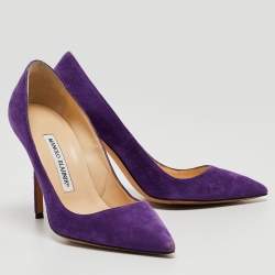 Manolo Blahnik Purple Suede BB Pointed Toe Pumps Size 36
