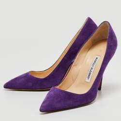 Manolo Blahnik Purple Suede BB Pointed Toe Pumps Size 36