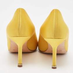 Manolo Blahnik Yellow Satin Hangisi Pumps Size 39