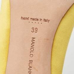 Manolo Blahnik Yellow Satin Hangisi Pumps Size 39
