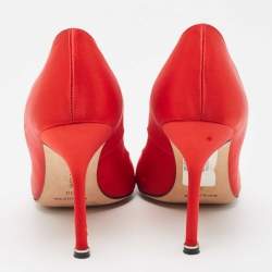 Manolo Blahnik Red Satin Hangisi Pumps Size 39