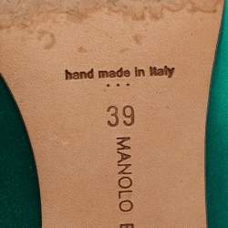 Manolo Blahnik Green Satin Hangisi Pumps Size 39