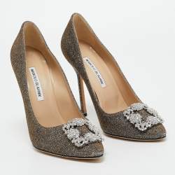 Manolo Blahnik Metallic Lurex Fabric Hangisi Pumps Size 39