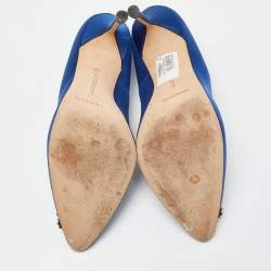 Manolo Blahnik Blue Satin Hangisi Pumps Size 42