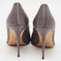 Pre Owned Manolo Blahnik Grey Satin Nadira Pumps Size 38