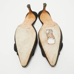 Pre Owned Manolo Blahnik Black Suede Maysale Mules Size 38.5