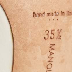 Pre Owned Manolo Blahnik Off White Satin Hangisi Pumps Size 35.5