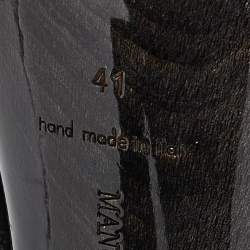 Pre Owned Manolo Blahnik Black Leather Ankle Wrap Sandals Size 41