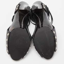 Pre Owned Manolo Blahnik Black Leather Ankle Wrap Sandals Size 41