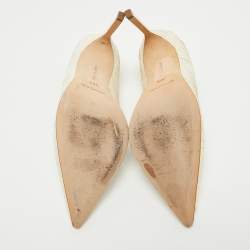 Pre Owned Manolo Blahnik Off White Python Pointed Toe Pumps Size 36.5