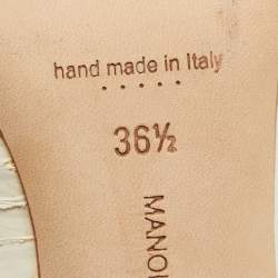 Pre Owned Manolo Blahnik Off White Python Pointed Toe Pumps Size 36.5