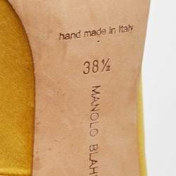 Pre Owned Manolo Blahnik Yellow Satin Hangisi Pumps Size 38.5
