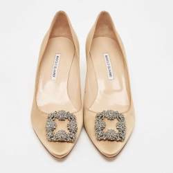 Manolo Blahnik Gold Satin Hangisi Pumps Size 42