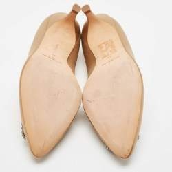 Manolo Blahnik Gold Satin Hangisi Pumps Size 42
