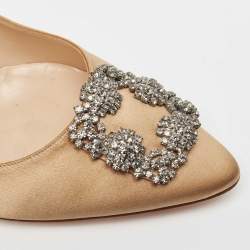 Manolo Blahnik Gold Satin Hangisi Pumps Size 42