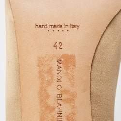 Manolo Blahnik Gold Satin Hangisi Pumps Size 42