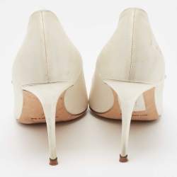 Pre Owned Manolo Blahnik White Satin Nadira Pumps Size 37