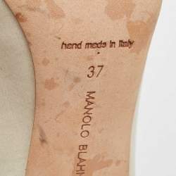 Pre Owned Manolo Blahnik White Satin Nadira Pumps Size 37