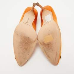Manolo Blahnik Orange Satin Hangisi Pumps Size 39
