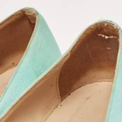 Manolo Blahnik Turquoise Satin Hangisi Ballet Flats Size 37