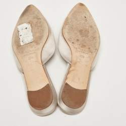 Manolo Blahnik Grey Satin Hangisi Flat Mules Size 37.5