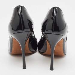 Pre Owned Manolo Blahnik Black Patent Leather Cut Out Pumps Size 36.5 