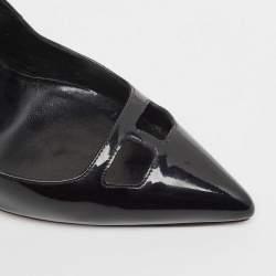 Pre Owned Manolo Blahnik Black Patent Leather Cut Out Pumps Size 36.5 