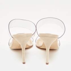 Pre Owned Manolo Blahnik Transparent PVC and Suede Open Toe Slide Sandals Size 40