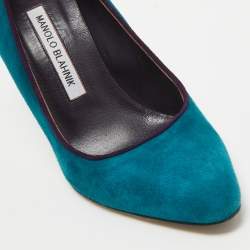 Pre Owned Manolo Blahnik Blue/Purple Suede Pointed Toe Pumps Size 37