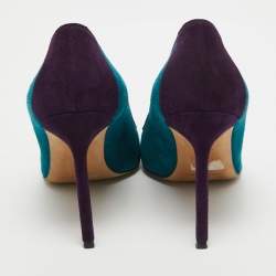 Pre Owned Manolo Blahnik Blue/Purple Suede Pointed Toe Pumps Size 37