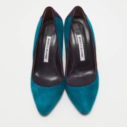 Pre Owned Manolo Blahnik Blue/Purple Suede Pointed Toe Pumps Size 37