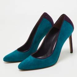 Pre Owned Manolo Blahnik Blue/Purple Suede Pointed Toe Pumps Size 37