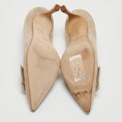Manolo Blahnik Beige Suede Buckle Maysale Pumps Size 36