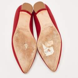 Manolo Blahnik Burgundy Satin Hangisi Ballet Flats Size 41.5