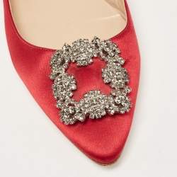 Manolo Blahnik Burgundy Satin Hangisi Ballet Flats Size 41.5