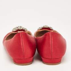 Manolo Blahnik Burgundy Satin Hangisi Ballet Flats Size 41.5