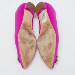 Manolo Blahnik Pink Satin Hangisi Ballet Flats Size 39