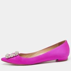 Manolo Blahnik Pink Satin Hangisi Ballet Flats Size 39