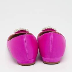 Manolo Blahnik Pink Satin Hangisi Ballet Flats Size 39