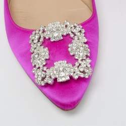 Manolo Blahnik Pink Satin Hangisi Ballet Flats Size 39