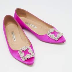 Manolo Blahnik Pink Satin Hangisi Ballet Flats Size 39