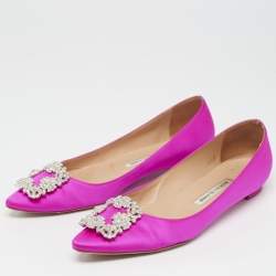 Manolo Blahnik Pink Satin Hangisi Ballet Flats Size 39