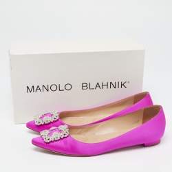 Manolo Blahnik Pink Satin Hangisi Ballet Flats Size 39