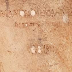 Pre Owned Manolo Blahnik Gold Satin Hangisi Ballet Flats Size 38.5