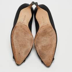 Manolo Blahnik Black Satin Hangisi Pumps Size 38.5