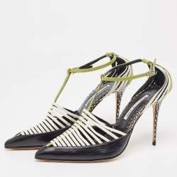 Pre Owned Manolo Blahnik Multicolor Watersnake and Leather Strappy Sandals Size 39.5
