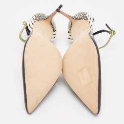 Pre Owned Manolo Blahnik Multicolor Watersnake and Leather Strappy Sandals Size 39.5